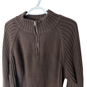 LEVI’S Men’s 1/4 Zipper Pullover Knit Sweater Ribbed Brown Mock Neck Size XL